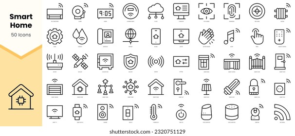 Set of smart home Icons. Simple line art style icons pack. Vector illustration