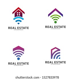 Set of Smart Home Idea logo template, Tech City logo designs concept, Real Estate logo Vector Illustration