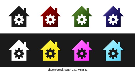 Set Smart home settings icon isolated on black and white background. Remote control. Vector Illustration