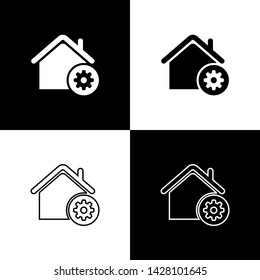 Set Smart home settings icon isolated icons isolated on black and white background. Remote control. Vector Illustration