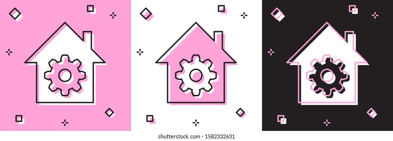Set Smart home settings icon isolated on pink and white, black background. Remote control.  Vector Illustration