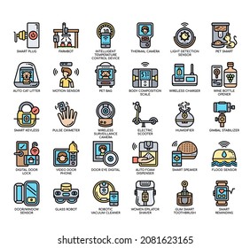 Set of Smart Home thin line icons for any web and app project. 