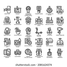 Set of Smart Home thin line icons for any web and app project. 
