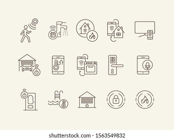 Set of Smart House and Technology icons. Thin line vector. Smart house concept. Flat illustration can be used for web design, interface, mobile application, infographics, advertising