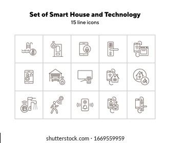 Set of Smart House and Technology icons. Thin line vector. Smart house concept. Flat illustration can be used for web design, interface, mobile application, infographics, advertising