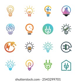 Definir coleção de vetores de design de logotipo de ideia inteligente Premium Vetor
