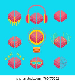 Set of Smart and  intelligent Brain Icon