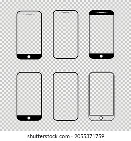 Set of smart mobil phone mock up, Smartphone technology template, realistic vector illustration .