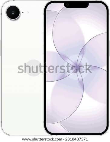 Set of Smart phone Apple iPhone 17e in different sides, in official white color, on white background. Realistic vector illustration. Smartphone Mockup Template. Modern Phone Display, Digital App Presentation, User Interface, Tech Product Mock, Clean Frame, Responsive Layout, Device Marketing, Innovation, High-Quality UI UX Design. 