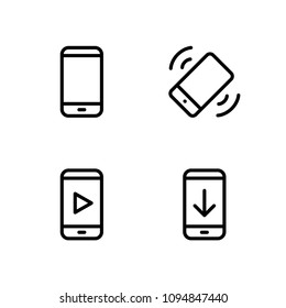 Set Smart Phone Device Line Icon Stock Vector Illustration. Editable Stroke. 100x100 Pixel Perfect