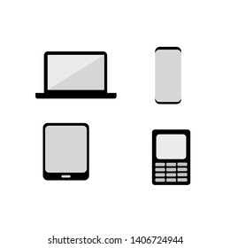 set of smart phone and laptop isolated on white background .