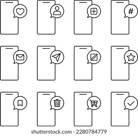 Set von Smartphone, Sns und Web-Symbol
