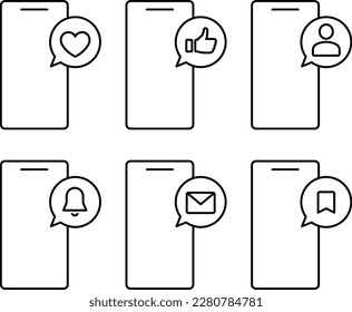 Set of smart phone and sns and web icon