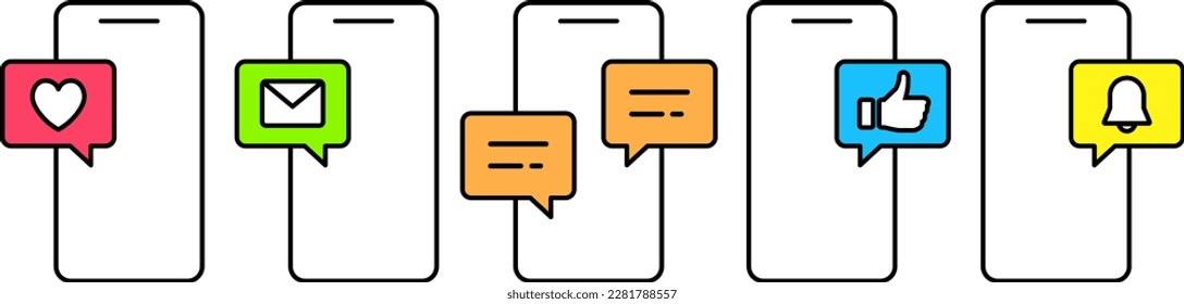 Set of smart phone and sns and web icon