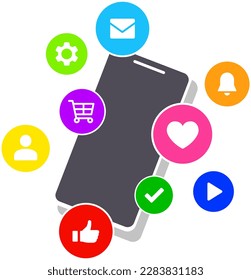 Set of smart phone and sns and web icon