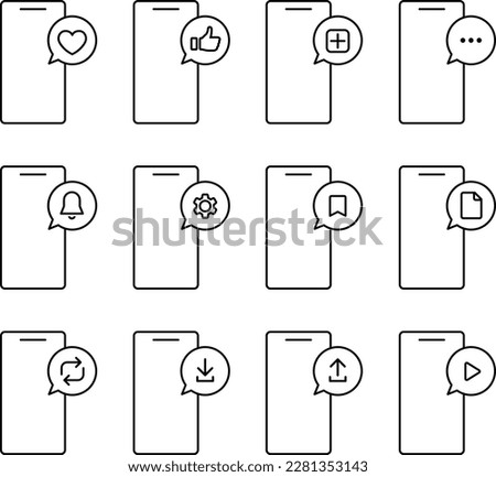Set of smart phone and sns and web icon
