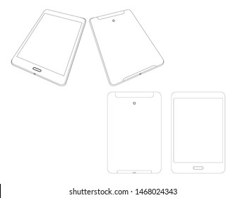 Set of smart tablet on white background, vector illustration