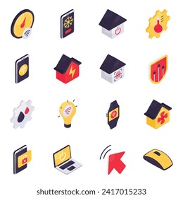 Conjunto de iconos isométricos de Smart Tech

