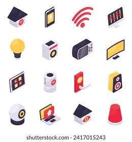 Set of Smart Technology Isometric Icons 

