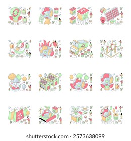 Set of Smart Technology Isometric Illustrations

