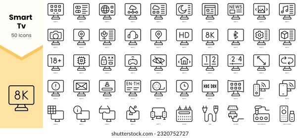 Set of smart tv Icons. Simple line art style icons pack. Vector illustration
