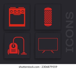 Set Smart Tv , Oven , Stereo speaker  and Vacuum cleaner  icon. Vector