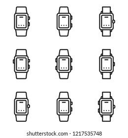 Set of Smart Watch Flat Icons. Simple flat design. Isolate on white background.