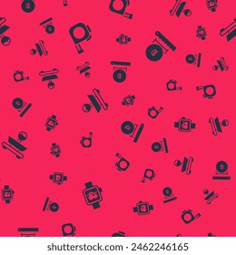 Set Smart watch, Roulette construction, Scales and Diameter on seamless pattern. Vector