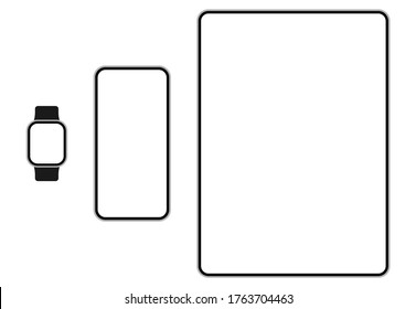 Set of Smart watch, smartphone, tablet. Vector illustration