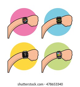 Set of smart watches on white background, Vector illustration