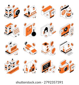 Set of Smarthome Isometric Illustrations 
