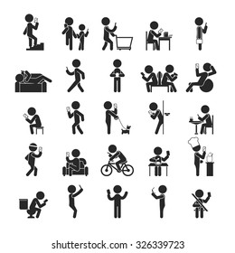 Set of Smartphone addiction , Human pictogram Icons , eps10 vector format