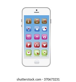 Set Smart-phone app concept. Valentine's Day holiday icons.