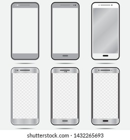 set smartphone black white isolated in grey color vector eps10