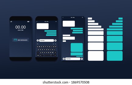 Set von Smartphones chatting sms Vorlage. Blase-Nachrichten-Chat. Illustrationsvektor