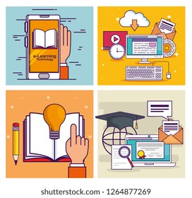 set smartphone and computer technology with education document