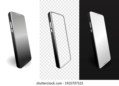 Set of smartphone display screen in the rotated position on different backgrounds.Illustration vector