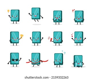 Set of smartphone emotions character. Emoji Icons vector illustration 