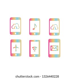 set smartphone gadget with rainbow color illustration.-vector