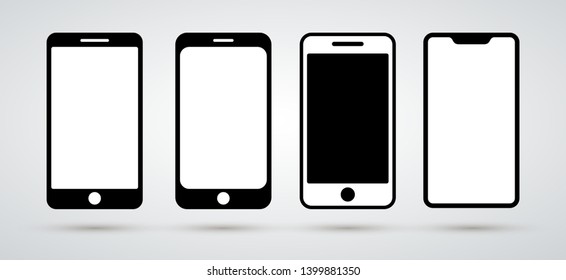 Set of smartphone icon. Design flat style. Mobile phone symbol for your web site design, logo, app, UI vector illustration. Isolated on white background.