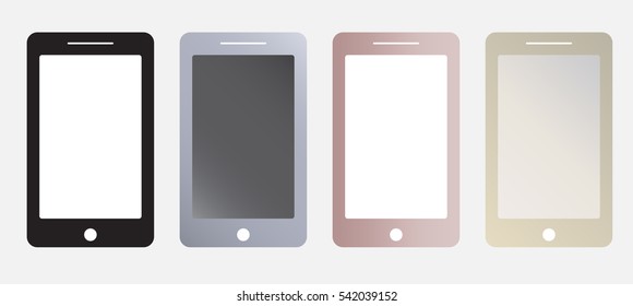 Set of smartphone icon vector illustration, Black gray gold and rose colour