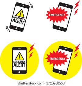 A Set Of Smartphone Icons With An Emergency Alert. Emergency Alert