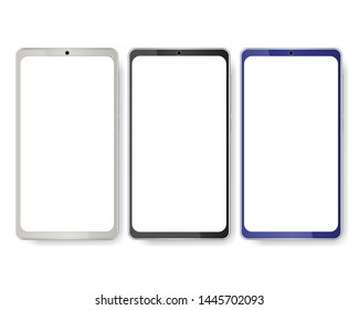 Set of smartphone isolated with blank screen, Mobile phone