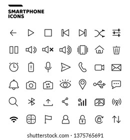 Set of Smartphone Line Setting Icons.