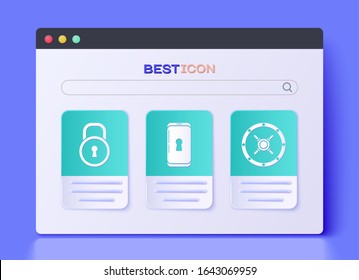 Set Smartphone with lock , Lock  and Safe  icon. Vector