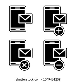 set of smartphone mail icon. Element of phone for mobile concept and web apps icon. Glyph, flat icon for website design and development, app development