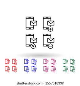 Set of smartphone mail multi color icon. Simple thin line, outline vector of phone icons for ui and ux, website or mobile application