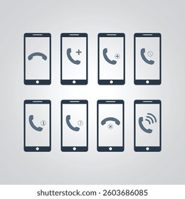 Set of smartphone mobile phone action cellphone technology communication internet device touchscreen wireless
