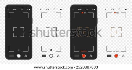 Set of smartphone screen with phone photo and video