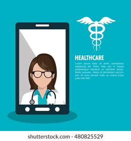 set smartphone services medical isolated